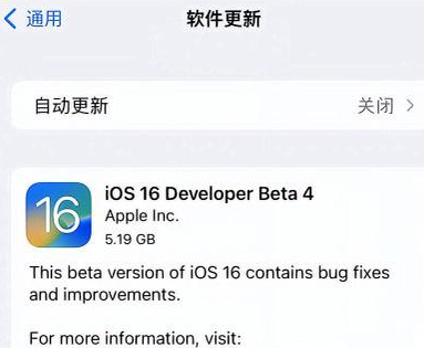 渔洋镇苹果手机维修分享iOS16 Beta4 更新内容及升级建议 