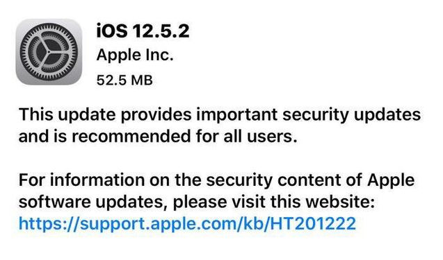 渔洋镇苹果手机维修分享iOS12.5.2发布，建议所有老苹果用户安装 